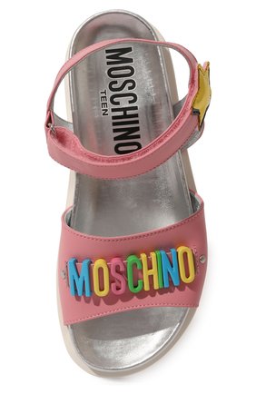Детские кожаные сандалии MOSCHINO розового цвета, арт. 74415/29 | Фото 4 (Материал внутренний: Натуральная кожа)