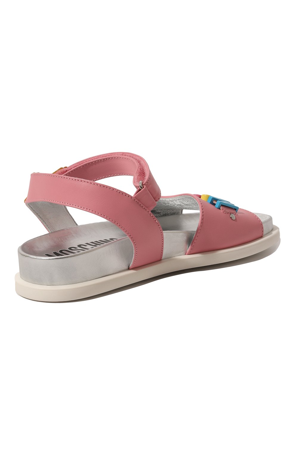 Детские кожаные сандалии MOSCHINO розового цвета, арт. 74415/35 | Фото 3 (Материал внутренний: Натуральная кожа)
