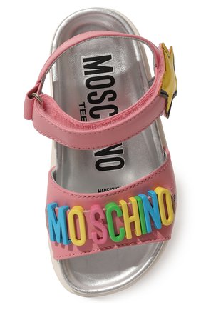 Детские кожаные сандалии MOSCHINO розового цвета, арт. 74415/37 | Фото 4 (Материал внутренний: Натуральная кожа)