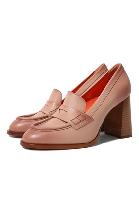 Женские кожаные туфли SANTONI розового цвета, арт. WDQQ59981HA3BLGAN01 | Фото 1 (Материал внутренний: Натуральная кожа; Каблук высота: Высокий; Подошва: Плоская; Каблук тип: Устойчивый)