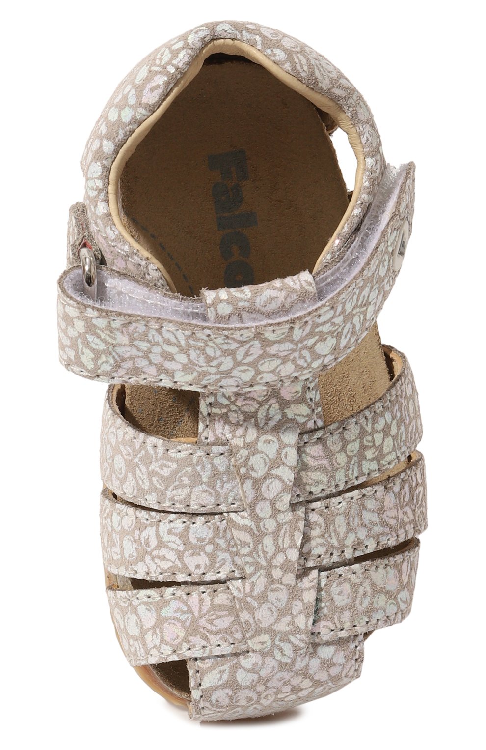 Детские кожаные сандалии FALCOTTO бежевого цвета, арт. 1500736/88/18 | Фото 4 (Материал внутренний: Натуральная кожа)