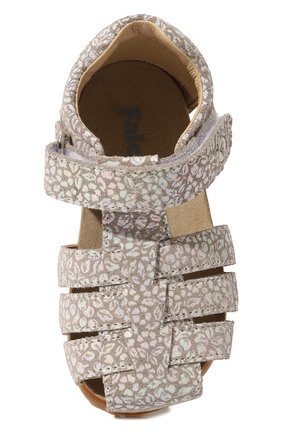 Детские кожаные сандалии FALCOTTO бежевого цвета, арт. 1500736/88/19 | Фото 4 (Материал внутренний: Натуральная кожа)
