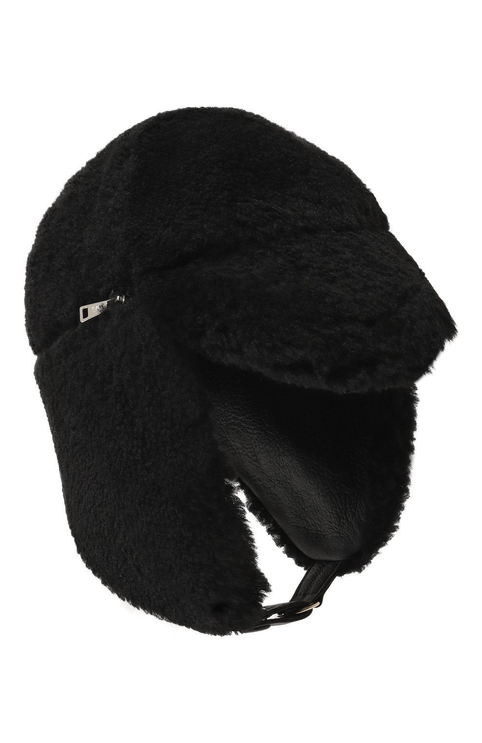 Детского шапка со съемными ушками YVES SALOMON ENFANT черного цвета, арт. 23WEA602XXMECL | Фото 1