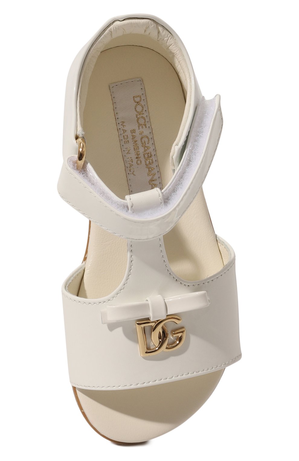 Детские кожаные сандалии DOLCE & GABBANA белого цвета, арт. D20082/A1328 | Фото 4 (Материал внутренний: Натуральная кожа)