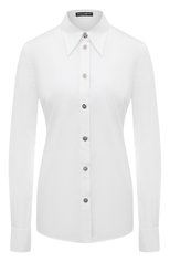 Женская хлопковая рубашка DOLCE & GABBANA белого цвета, арт. F5Q46T/FUEAJ | Фото 1 (Рукава: Длинные; Принт: Без принта; Женское Кросс-КТ: Рубашка-одежда; Длина (для топов): Стандартные; Материал внешний: Хлопок; Стили: Классический)