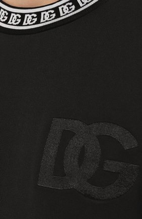 Мужской хлопковый свитшот DOLCE & GABBANA черного цвета, арт. G9ZK9Z/FU7DU | Фото 5 (Рукава: Длинные; Принт: Без принта; Длина (для топов): Стандартные; Мужское Кросс-КТ: свитшот-одежда; Материал внешний: Хлопок; Стили: Кэжуэл)