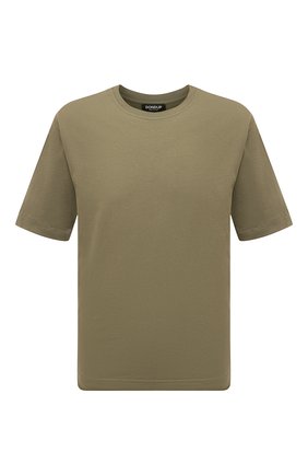 Мужская хлопковая футболка DONDUP хаки цвета, арт. US340/JF0329U/DU6 | Фото 1 (Принт: Без принта; Рукава: Короткие; Длина (для топов): Стандартные; Стили: Милитари; Материал внешний: Хлопок)