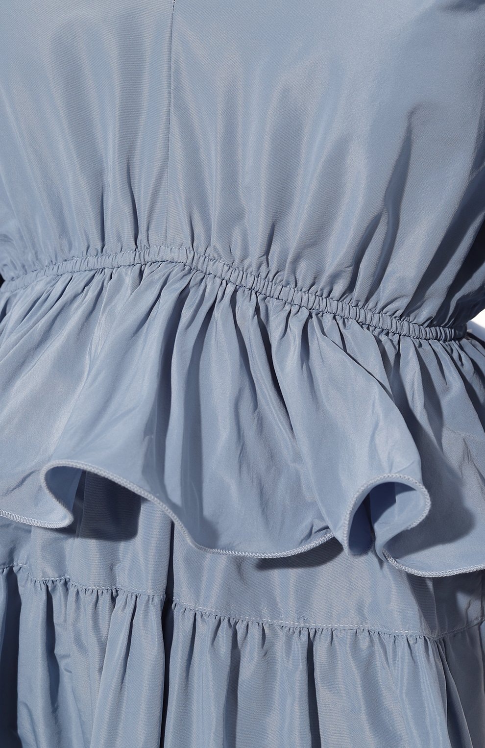 Женское платье LUG VON SIGA светло-голубого цвета, арт. LVSRS2023106 | Фото 5 (Случай: Повседневный; Материал внешний: Синтетический материал; Длина Ж (юбки, платья, шорты): Миди; Рукава: 3/4; Стили: Бохо; Женское Кросс-КТ: Платье-одежда)