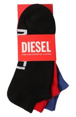 Мужские комплект из трех пар носков DIESEL красного цвета, арт. 00SI8H/0LDAZ | Фото 1 (Кросс-КТ: бельё; Материал внешний: Синтетический материал, Хлопок)