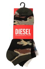 Мужские комплект из трех пар носков DIESEL хаки цвета, арт. 00SI8H/0WFAD | Фото 1 (Кросс-КТ: бельё; Материал внешний: Синтетический материал, Хлопок)