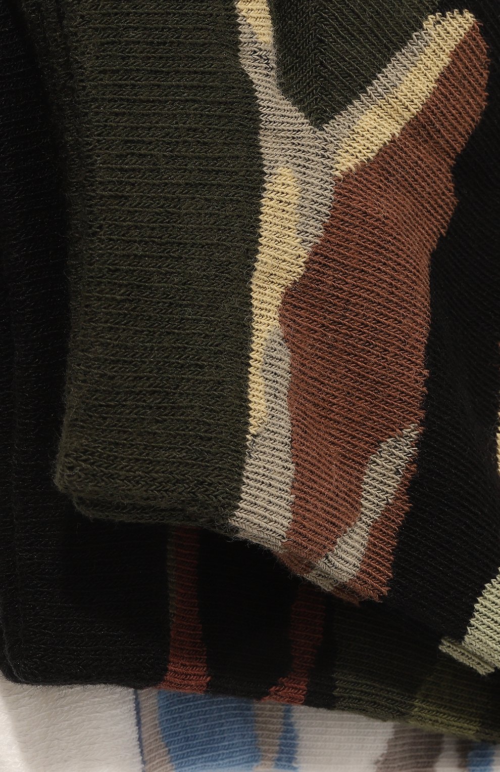 Мужские комплект из трех пар носков DIESEL хаки цвета, арт. 00SI8H/0WFAD | Фото 2 (Кросс-КТ: бельё; Материал внешний: Синтетический материал, Хлопок)