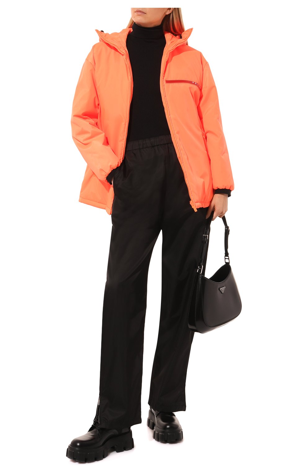 Женская куртка prada linea rossa PRADA оранжевого цвета, арт. 29Z476-1SMH-F0XNL-182 | Фото 2 (Кросс-КТ: Куртка; Рукава: Длинные; Материал внешний: Синтетический материал; Стили: Спорт-шик; Длина (верхняя одежда): Короткие)