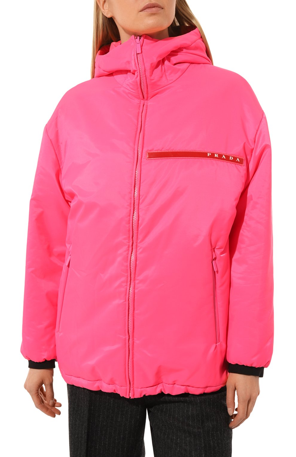 Женская куртка prada linea rossa PRADA розового цвета, арт. 29Z476-1SMH-F0XNQ-182 | Фото 3 (Кросс-КТ: Куртка; Рукава: Длинные; Материал внешний: Синтетический материал; Стили: Спорт-шик; Длина (верхняя одежда): Короткие)