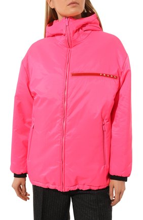 Женская куртка prada linea rossa PRADA розового цвета, арт. 29Z476-1SMH-F0XNQ-182 | Фото 3 (Кросс-КТ: Куртка; Рукава: Длинные; Материал внешний: Синтетический материал; Стили: Спорт-шик; Длина (верхняя одежда): Короткие)