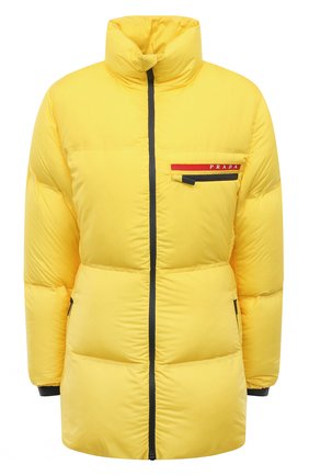 Женская утепленная куртка prada linea rossa PRADA желтого цвета, арт. 29X688-1VL2-F0010-192 | Фото 1 (Кросс-КТ: Куртка, Утепленный; Рукава: Длинные; Материал внешний: Синтетический материал; Стили: Спорт-шик; Длина (верхняя одежда): Короткие)