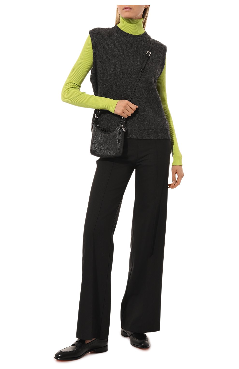Женская сумка cosmo BY FAR черного цвета, арт. 23CRCMSABLFLTSMA | Фото 7 (Сумки-технические: Сумки top-handle; Материал: Натуральная кожа; Размер: mini; Ремень/цепочка: На ремешке)