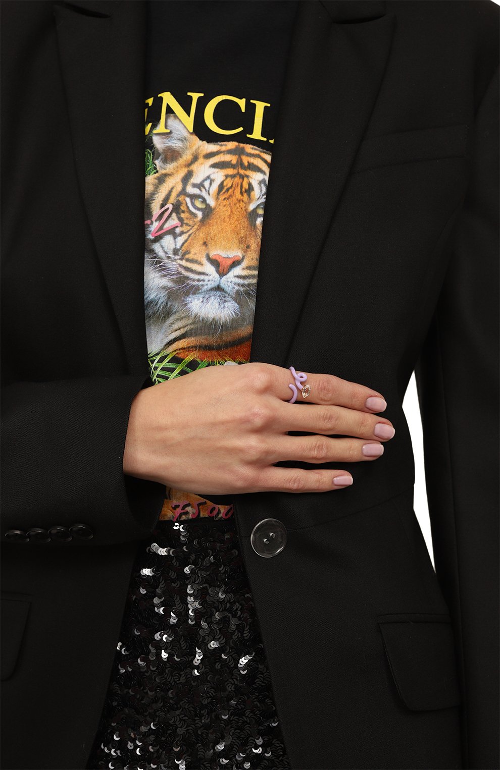 Женское кольцо BEA BONGIASCA сиреневого цвета, арт. VR114YGS-NP5-LA-12 | Фото 2 (Материал: Серебро)