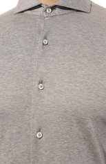 Мужская хлопковая рубашка VAN LAACK серого цвета, арт. PER-LSF/180031 | Фото 5 (Манжеты: На пуговицах; Рукава: Длинные; Воротник: Акула; Случай: Повседневный; Длина (для топов): Стандартные; Рубашки М: Slim Fit; Материал внешний: Хлопок; Принт: Однотонные; Стили: Кэжуэл)