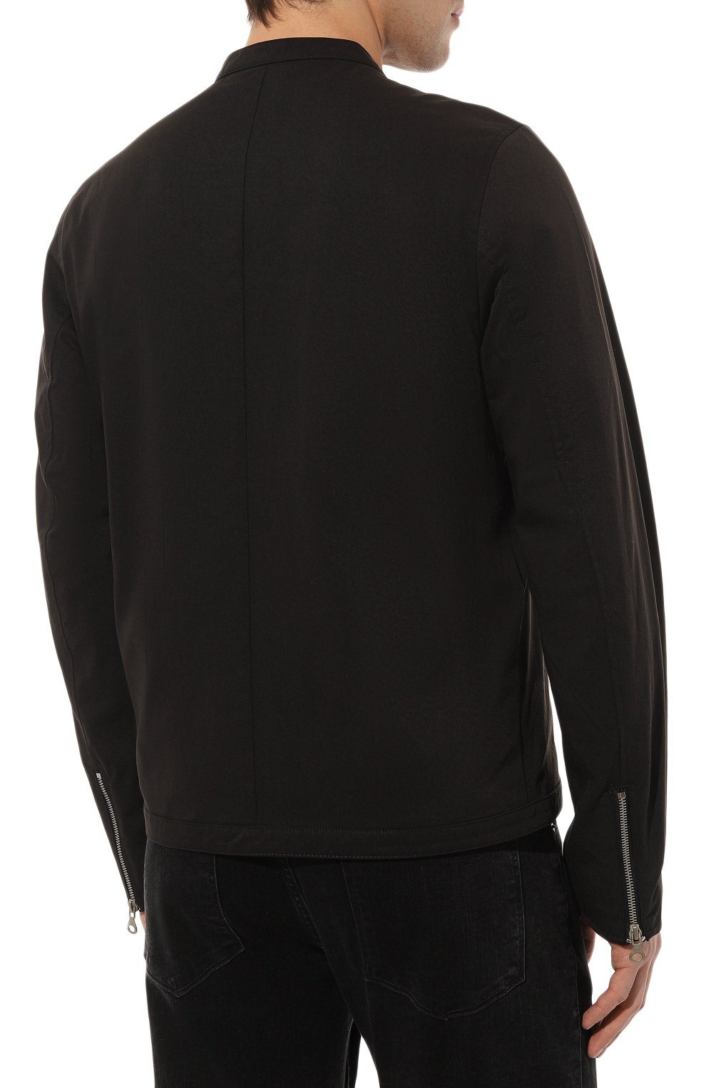 Мужская куртка DIESEL черного цвета, арт. A06252/0IGAA | Фото 4 (Кросс-КТ: Куртка, Ветровка; Рукава: Длинные; Материал внешний: Синтетический материал; Длина (верхняя одежда): Короткие; Материал подклада: Хлопок; Стили: Кэжуэл)