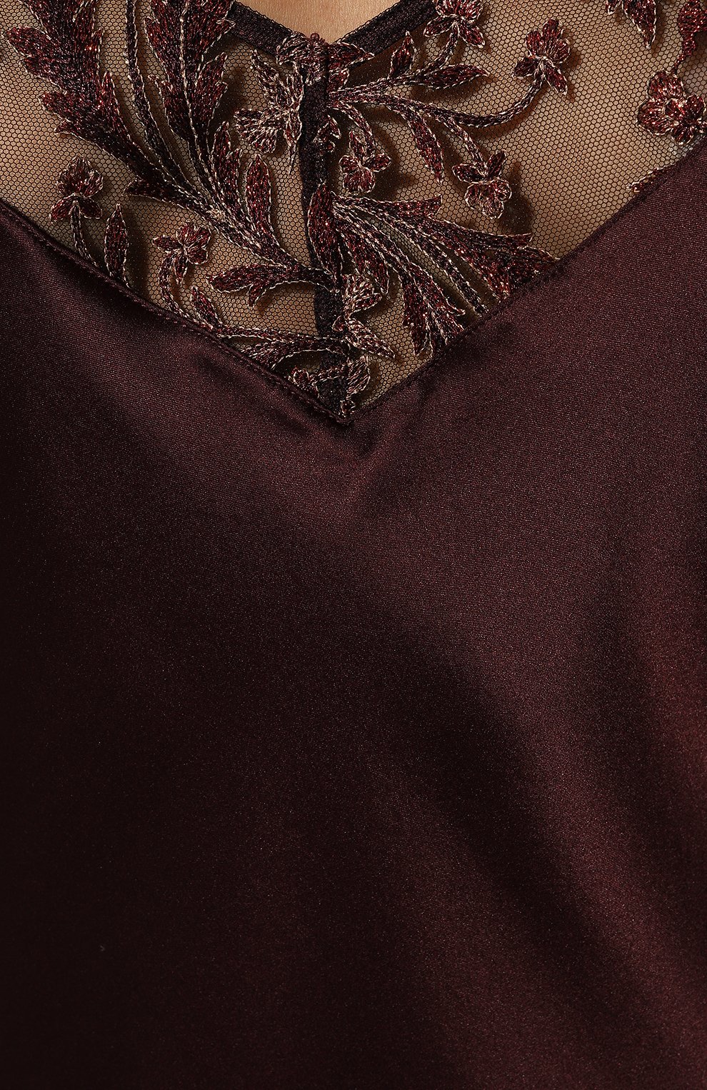 Женская шелковый топ AUBADE темно-бордового цвета, арт. RU38 | Фото 5 (Материал внешний: Шелк; Женское Кросс-КТ: Домашние топы)