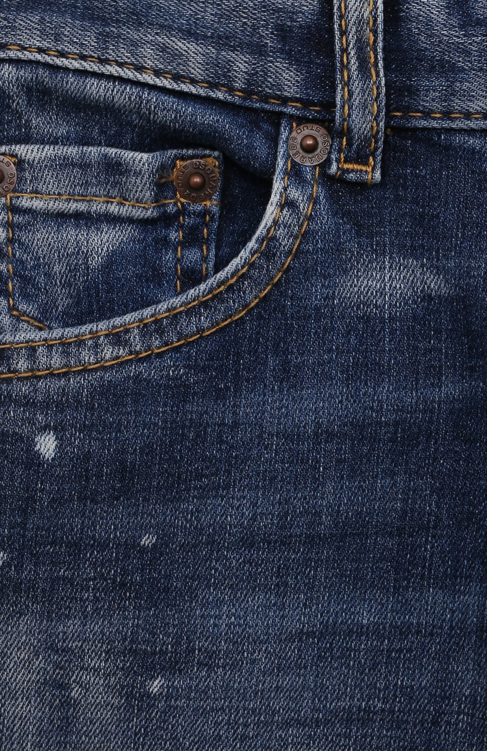 Детские джинсы DSQUARED2 темно-синего цвета, арт. DQ0731/D0A1W | Фото 3 (Материал внешний: Хлопок; Детали: Потертости)