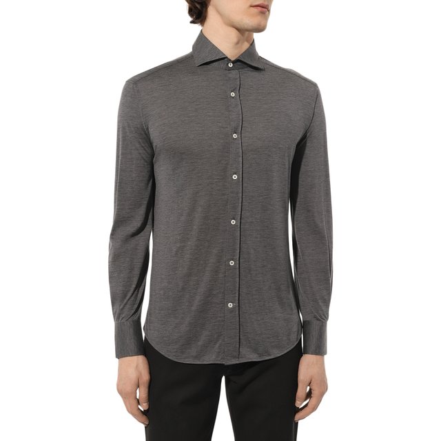 фото Рубашка из шелка и хлопка brunello cucinelli