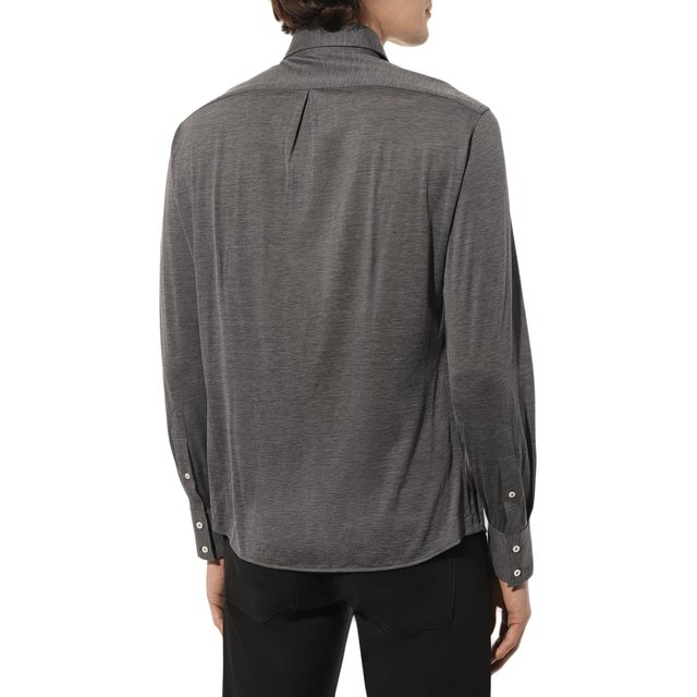 фото Рубашка из шелка и хлопка brunello cucinelli