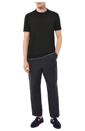 Мужские льняные брюки 120% LINO темно-синего цвета, арт. Y0M29CK/0000253/000 | Фото 2 (Длина (брюки, джинсы): Стандартные; Материал внешний: Лен; Случай: Повседневный; Стили: Кэжуэл)