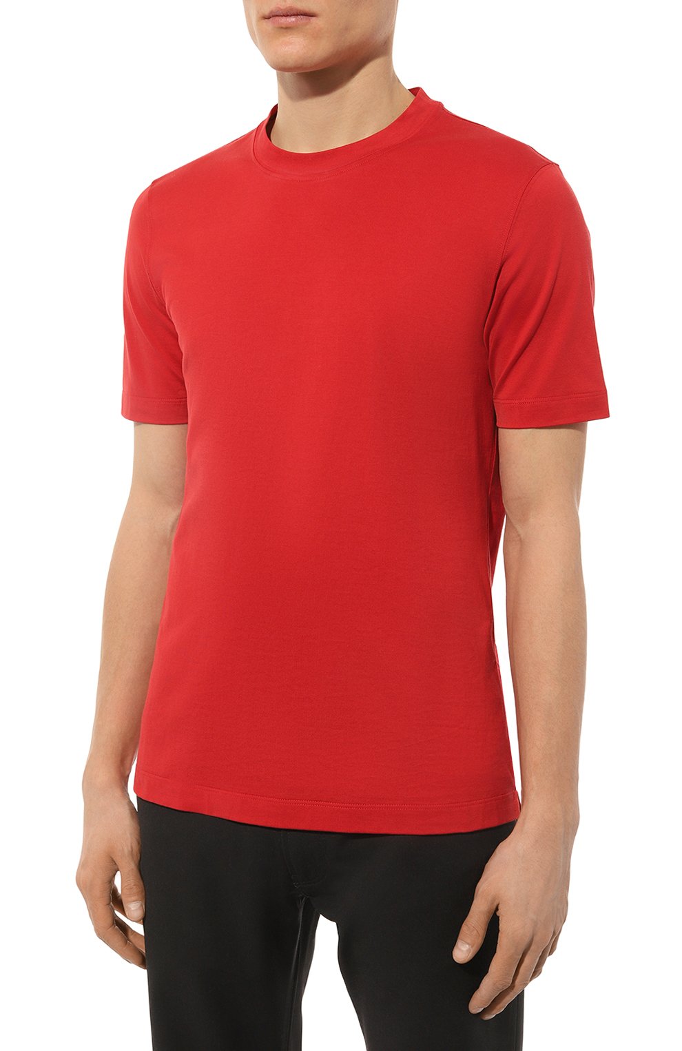 Мужская хлопковая футболка  BRUNELLO CUCINELLI красного цвета, арт. M0T611308 | Фото 3 (Принт: Без принта; Рукава: Короткие; Длина (для топов): Стандартные; Материал внешний: Хлопок; Размерность: Маломерит; Стили: Кэжуэл)