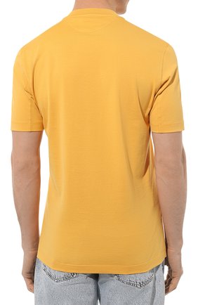 Мужская хлопковая футболка  BRUNELLO CUCINELLI желтого цвета, арт. M0T611308 | Фото 4 (Принт: Без принта; Рукава: Короткие; Длина (для топов): Стандартные; Материал внешний: Хлопок; Размерность: Маломерит; Стили: Кэжуэл)