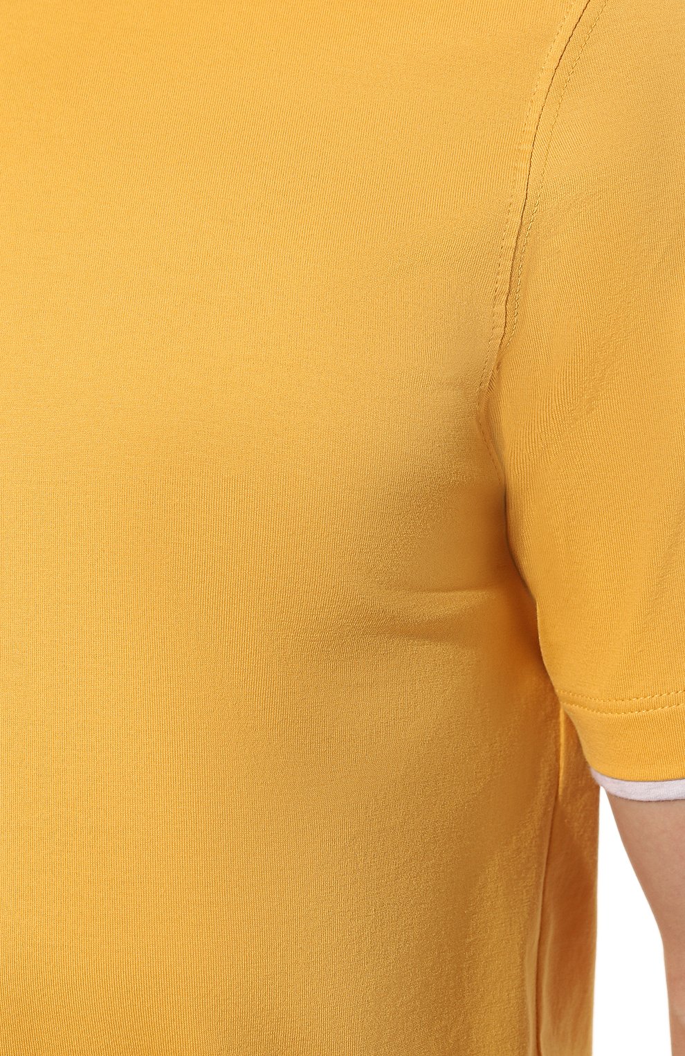 Мужская хлопковая футболка BRUNELLO CUCINELLI желтого цвета, арт. M0T617427 | Фото 5 (Принт: Без принта; Рукава: Короткие; Длина (для топов): Стандартные; Материал внешний: Хлопок; Размерность: Маломерит; Стили: Кэжуэл)