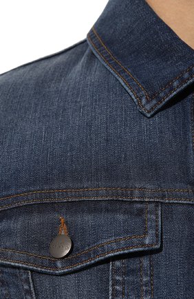 Мужская джинсовая куртка CANALI синего цвета, арт. 040805I/SG02326 | Фото 5 (Кросс-КТ: Куртка, Деним; Рукава: Длинные; Материал внешний: Хлопок, Деним; Длина (верхняя одежда): Короткие; Стили: Кэжуэл)