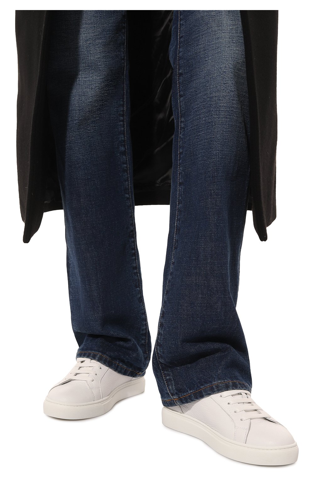 Женские кожаные кеды KITON белого цвета, арт. DSSB0XN00126 | Фото 3 (Подошва: Платформа; Материал внутренний: Натуральная кожа; Материал утеплителя: Без утеплителя; Стили: Кэжуэл)