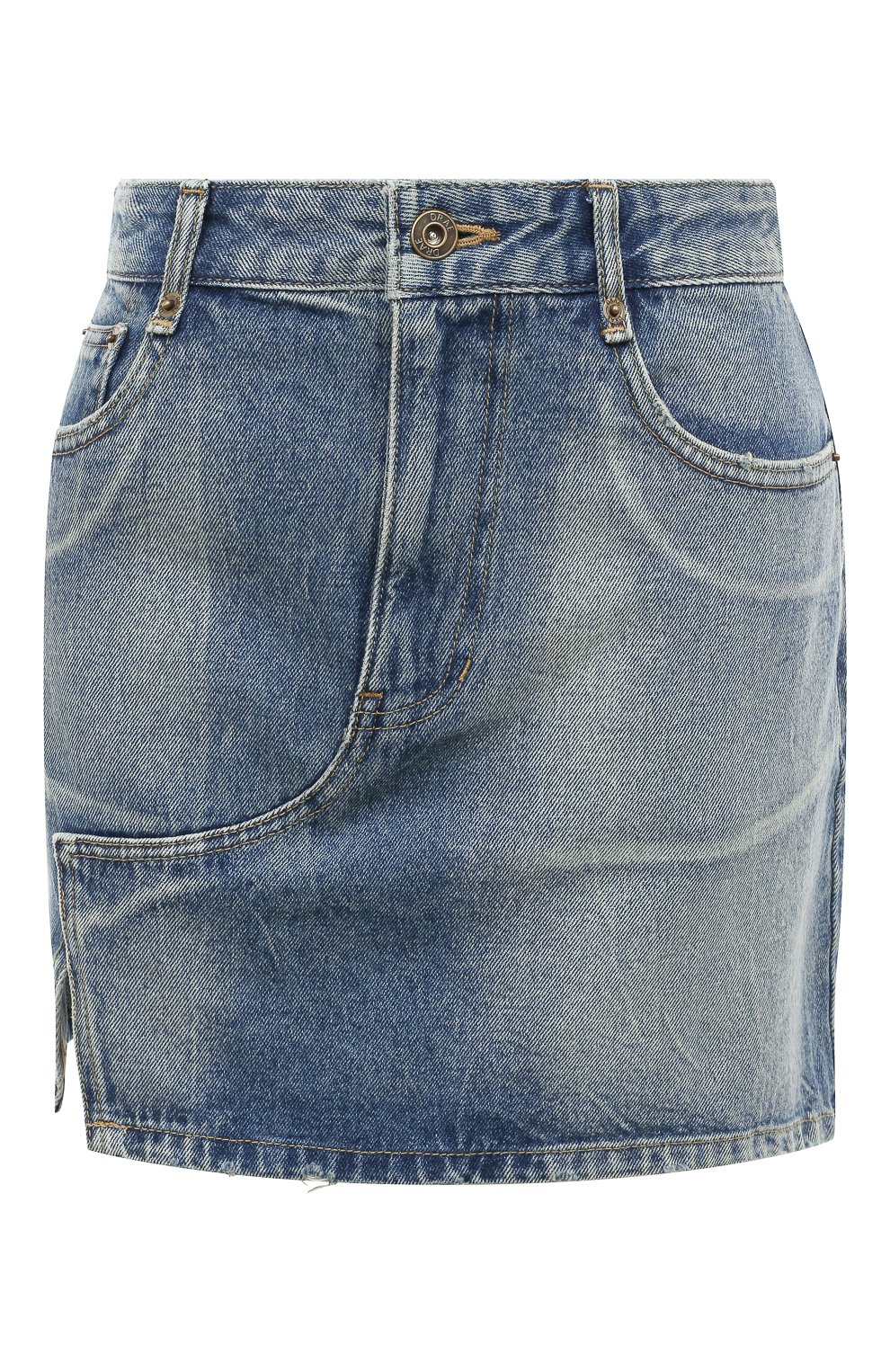 Женская джинсовая юбка DRAE голубого цвета, арт. BD-DN-23PS-11 | Фото 1 (Кросс-КТ: Деним; Длина Ж (юбки, платья, шорты): Мини; Стили: Гранж; Женское Кросс-КТ: Юбка-одежда; Материал внешний: Хлопок, Деним)
