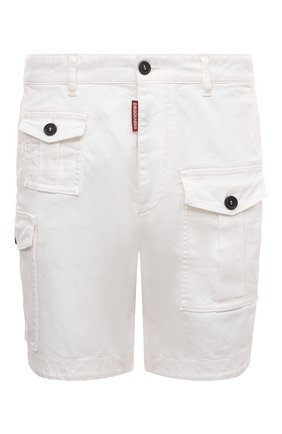 Мужские джинсовые шорты DSQUARED2 белого цвета, арт. S74MU0780/S39021 | Фото 1 (Материал внешний: Хлопок, Деним; Длина Шорты М: До колена; Кросс-КТ: Деним; Случай: Повседневный; Принт: Без принта; Стили: Кэжуэл)