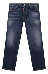 Детские джинсы DSQUARED2 темно-синего цвета, арт. DQ0501/D0A1W | Фото 1 (Материал внешний: Хлопок; Детали: Потертости)