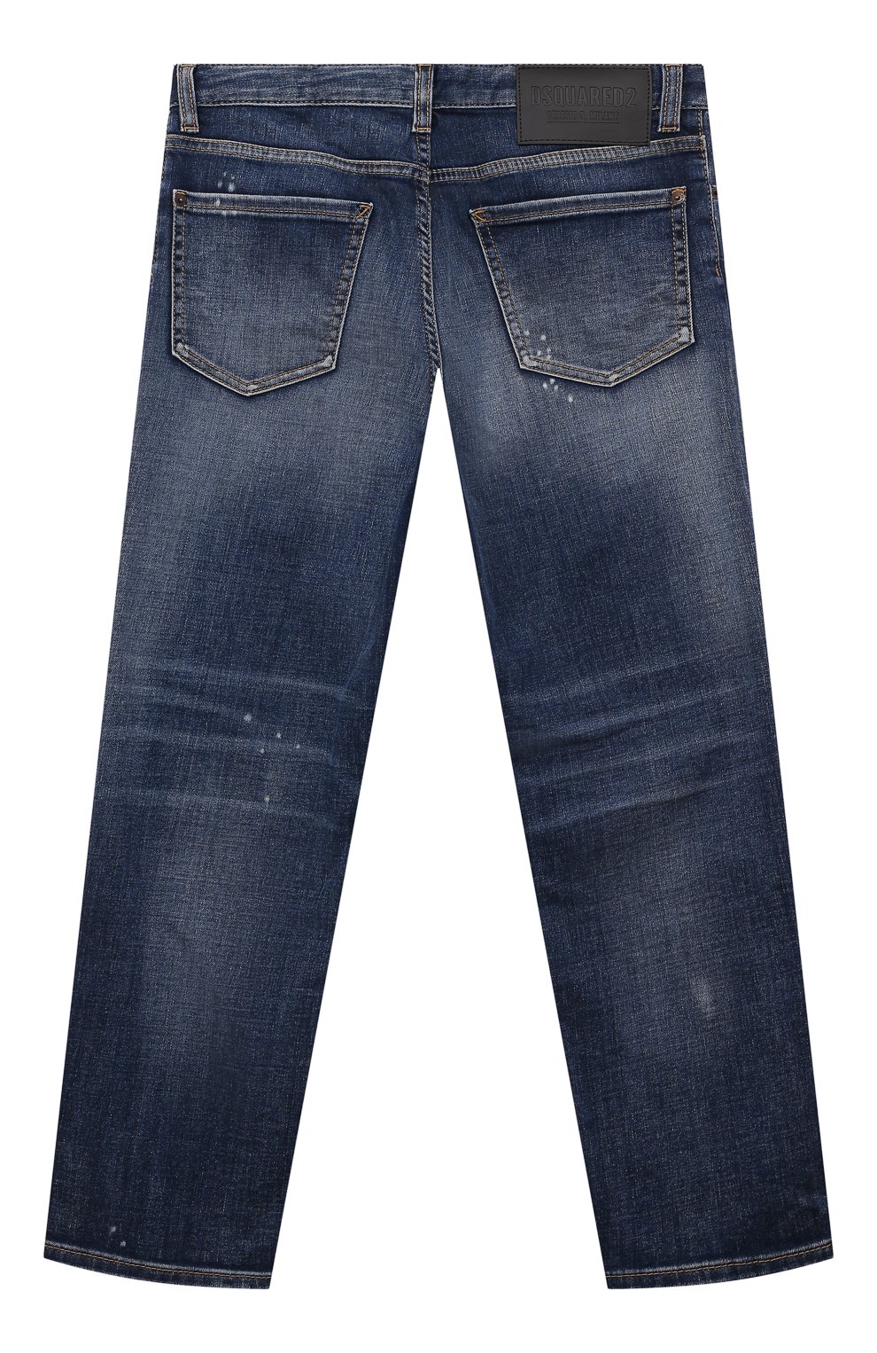Детские джинсы DSQUARED2 темно-синего цвета, арт. DQ0501/D0A1W | Фото 2 (Материал внешний: Хлопок; Детали: Потертости)