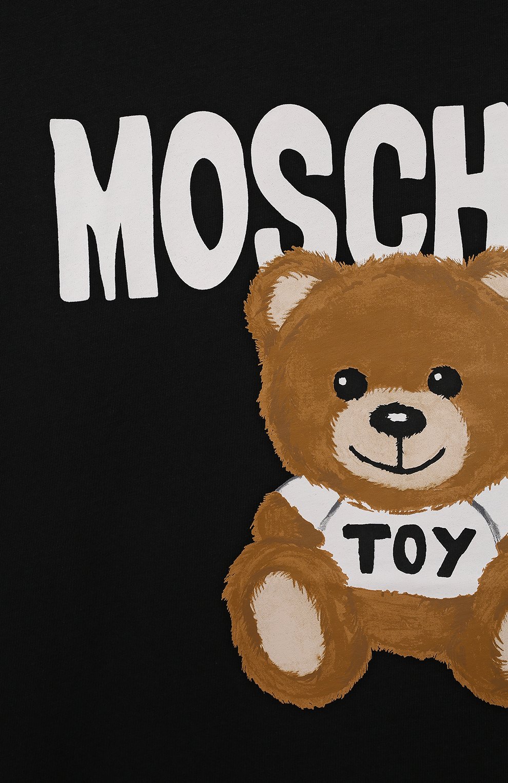 Детская хлопковая футболка MOSCHINO черного цвета, арт. H0M03R/LAA23/5 | Фото 3 (Тематический товар: Teddy Bear; Девочки Кросс-КТ: футболка-одежда; Рукава: Короткие; Материал внешний: Хлопок)