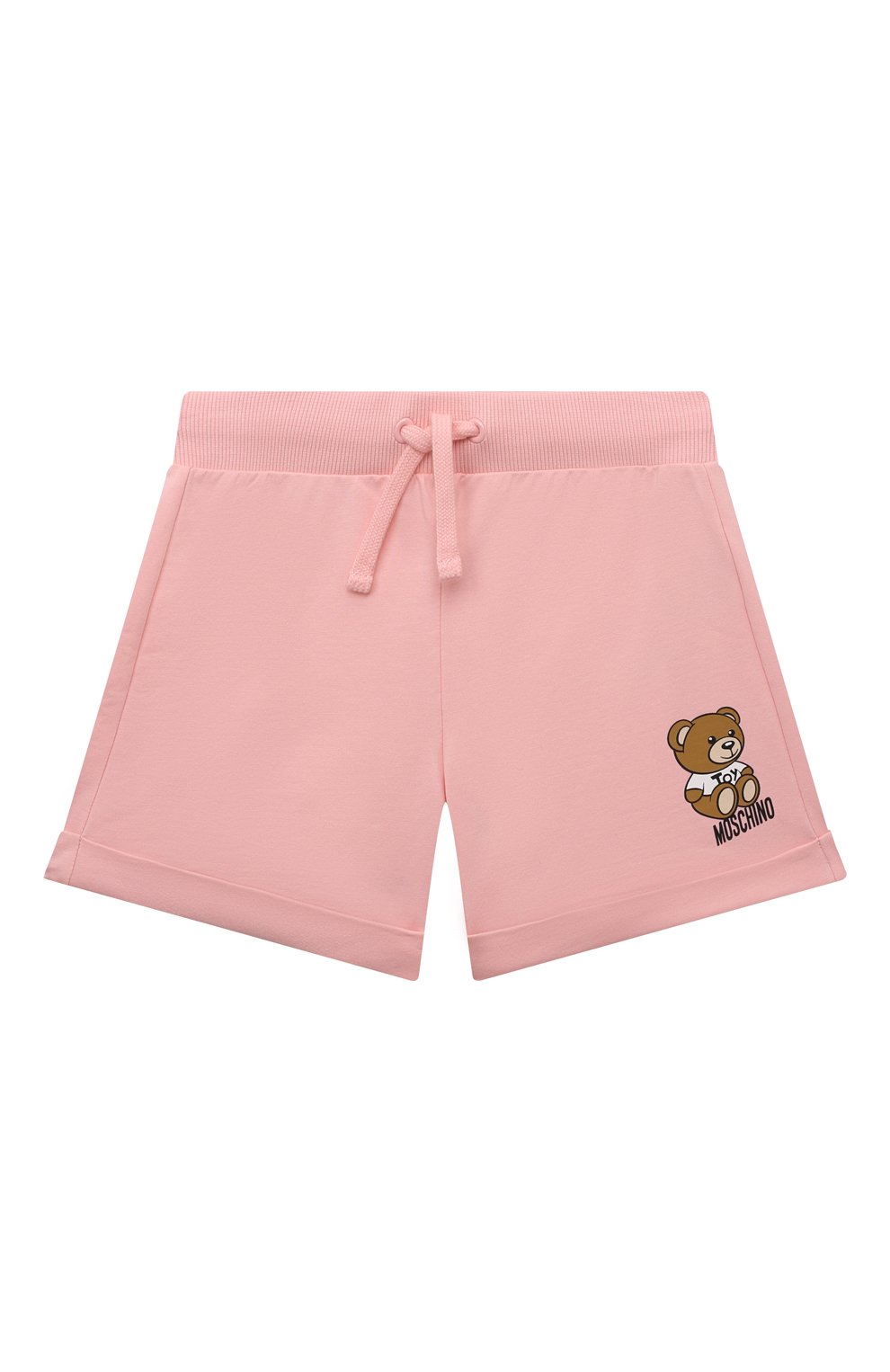Детские хлопковые шорты MOSCHINO светло-розового цвета, арт. HDQ000/LDA00/10 | Фото 1 (Тематический товар: Teddy Bear; Случай: Повседневный; Материал внешний: Хлопок)