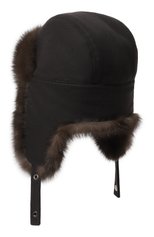 Женская кашемировая шапка-ушанка с отделкой из меха соболя BLACK SABLE темно-серого цвета, арт. BS-005F10 | Фото 3 (Материал: Текстиль, Кашемир, Шерсть)