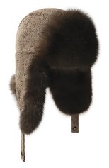 Женская кашемировая шапка-ушанка с отделкой из меха соболя BLACK SABLE бежевого цвета, арт. BS-005F9 | Фото 1 (Материал: Текстиль, Кашемир, Шерсть)