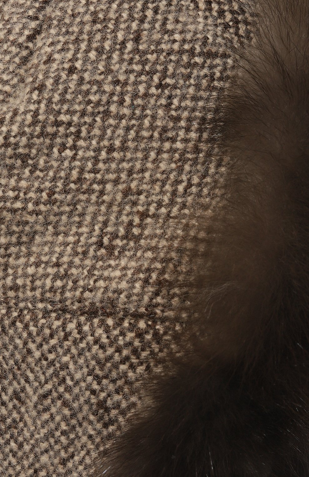 Женская кашемировая шапка-ушанка с отделкой из меха соболя BLACK SABLE бежевого цвета, арт. BS-005F9 | Фото 4 (Материал: Текстиль, Кашемир, Шерсть)