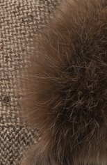 Женская кашемировая шапка-ушанка с отделкой из меха соболя BLACK SABLE бежевого цвета, арт. BS-005F12/MW | Фото 4 (Материал: Текстиль, Кашемир, Шерсть)