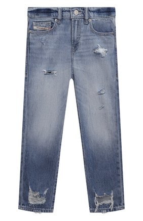 Детские джинсы DIESEL голубого цвета, арт. J00809/KXBG2 | Фото 1 (Материал внешний: Хлопок; Детали: Потертости)