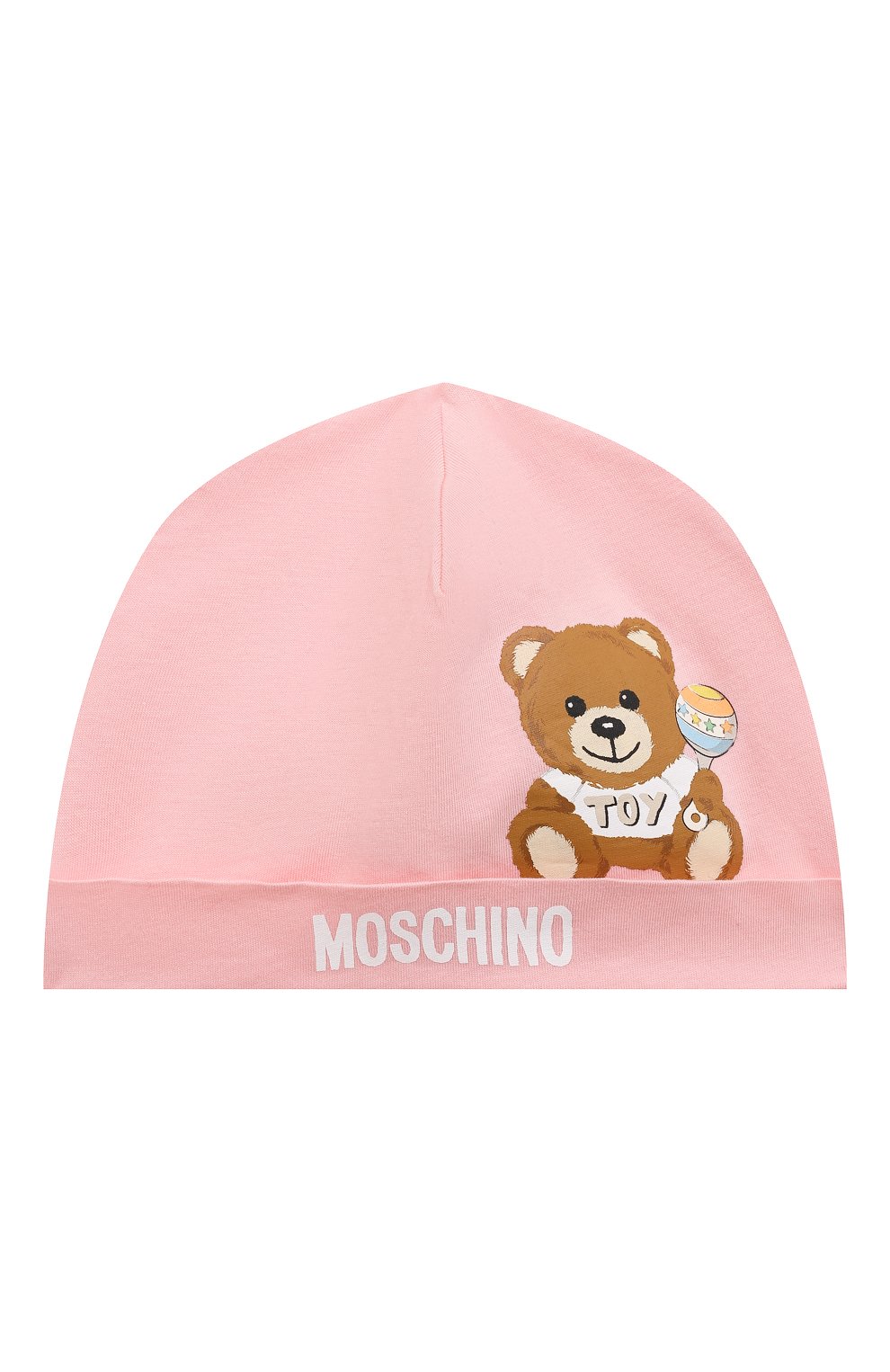 Детского комплект из шапки и нагрудника MOSCHINO светло-розового цвета, арт. MPY03E/LAA03 | Фото 4 (Материал: Текстиль, Хлопок)