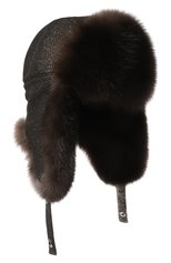 Женская шапка-ушанка из меха соболя BLACK SABLE черного цвета, арт. BS-005F8 | Фото 1 (Материал: Текстиль, Кашемир, Шерсть, Натуральный мех)