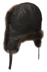 Женская шапка-ушанка из меха соболя BLACK SABLE черного цвета, арт. BS-005F8 | Фото 3 (Материал: Текстиль, Кашемир, Шерсть, Натуральный мех)