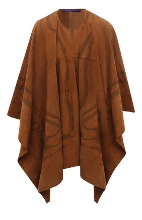 Женская замшевая накидка RALPH LAUREN коричневого цвета, арт. 940/IQ249/FQ000 | Фото 1 (Длина (верхняя одежда): Короткие; Материал внешний: Замша; Стили: Кэжуэл)