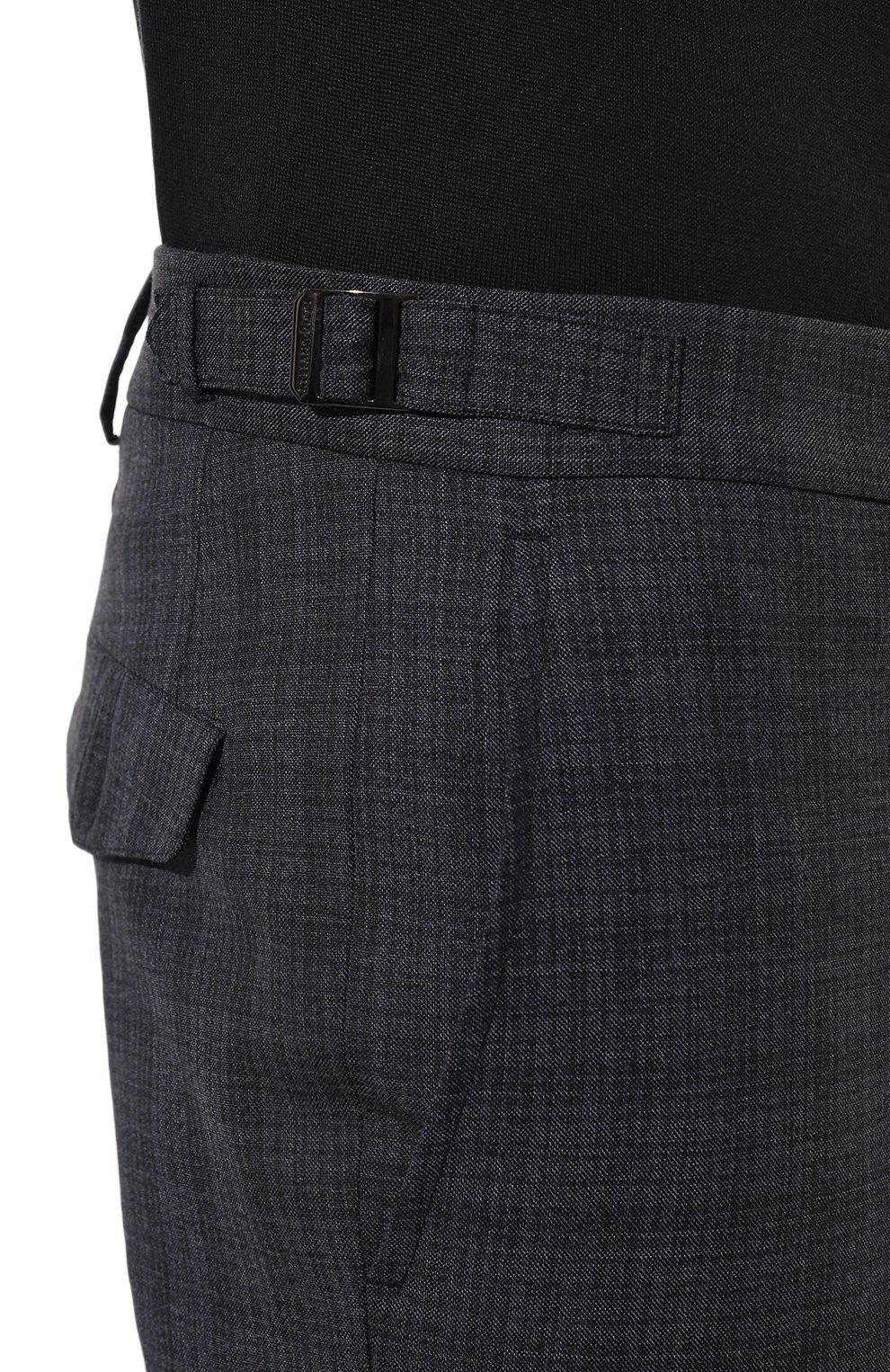 Мужские шерстяные брюки STEFANO RICCI темно-синего цвета, арт. M5T22LACC0/DG17HC | Фото 5 (Материал внешний: Шерсть; Длина (брюки, джинсы): Стандартные; Стили: Классический; Случай: Формальный; Материал подклада: Купро)