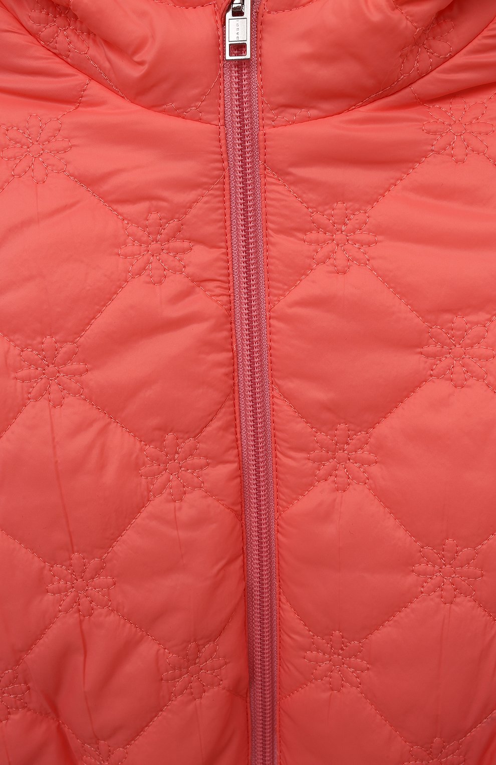 Детская стеганая куртка MARNI кораллового цвета, арт. M00763/M00NP | Фото 3 (Рукава: Короткие; Материал внешний: Синтетический материал; Кросс-КТ: Ветровка; Материал подклада: Хлопок)